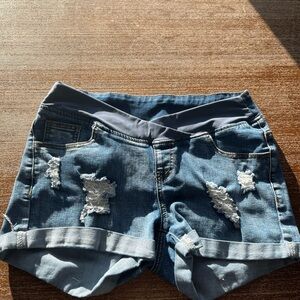 Stylish Blue Distressed Women Shorts